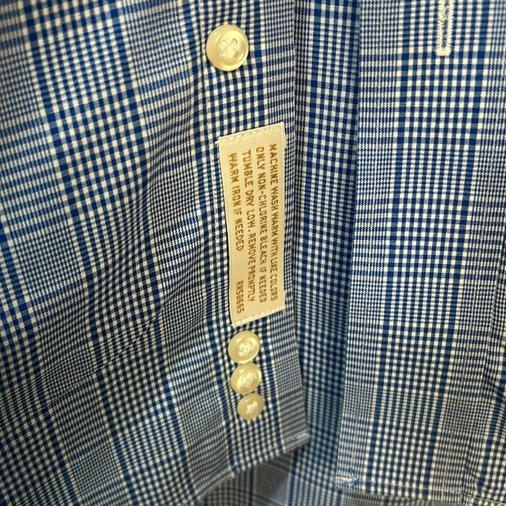 NORDSTROM CASUAL BOTTOM DOWN  SHIRT 16 1/2 BLUE LONG SLEEVES - Picture 5 of 10